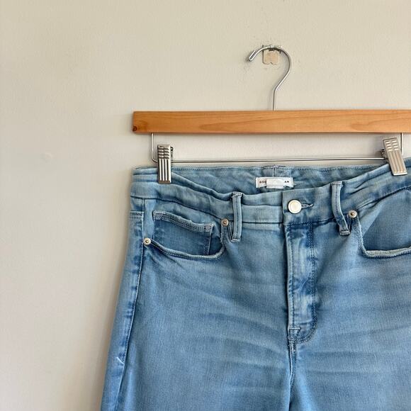 Good American Good Legs Raw Hem Crop Flare Jeans Indigo 6/28 - Picture 4 of 7